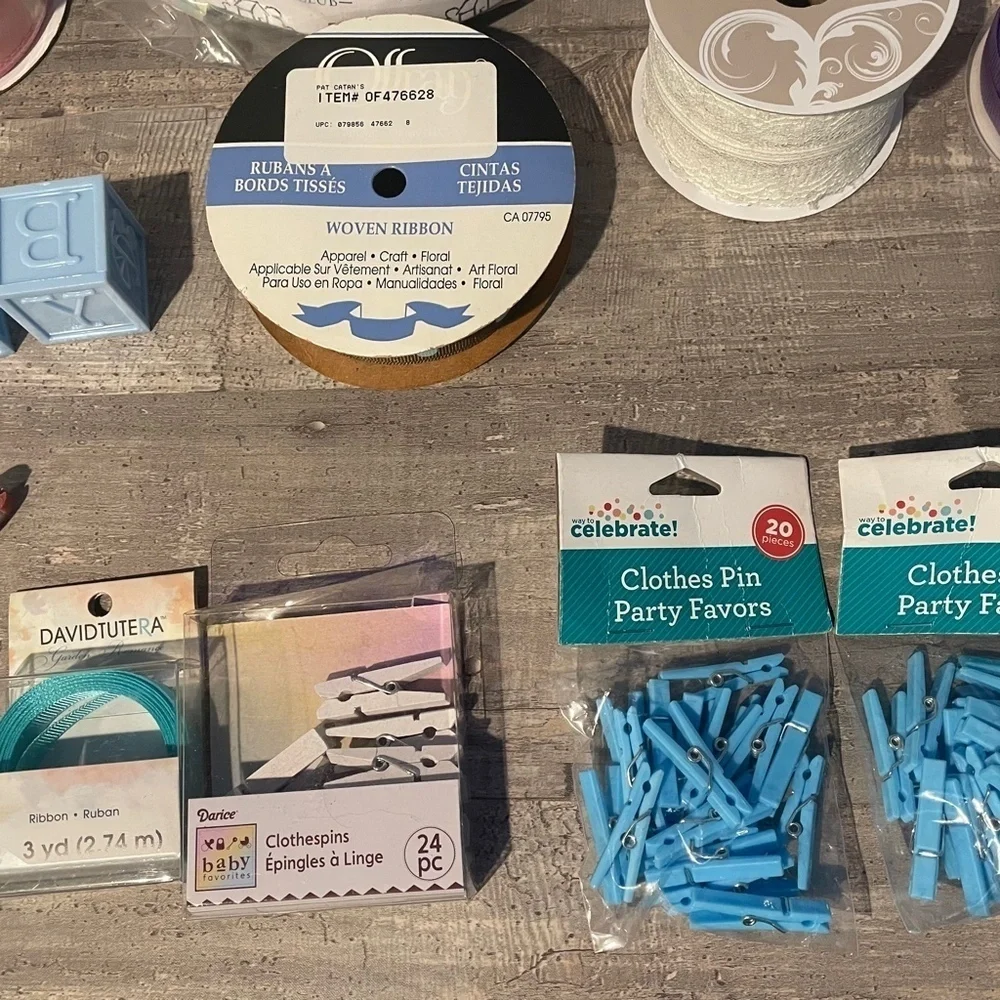 Craft Bundle Baby Shower Ribbon Craft Kits Stickers Scrapbook Gender Reveal